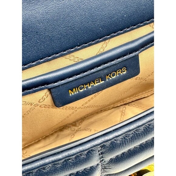 MICHAEL KORS Tribeca quilted leather convertible shoulder crossbody bag -NAVY - Picture 14 of 15